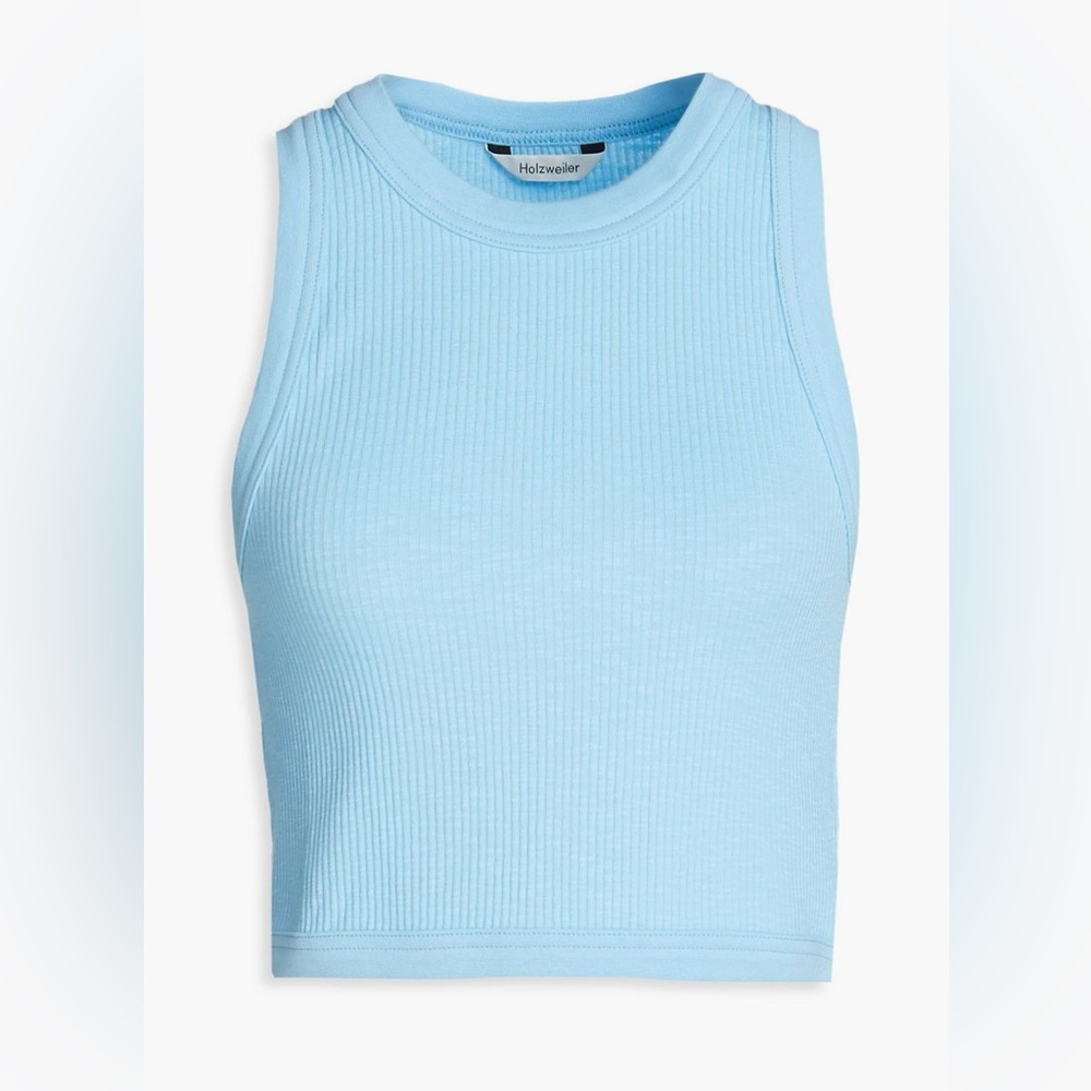 HOLZWEILER Cumo cropped ribbed cotton-blend jersey top